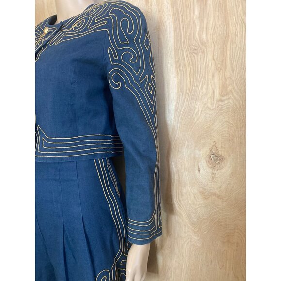 1980s/90s Marie St. Claire Navy Blue Linen Blend 2-Pc Short Set w/Pockets Siz4 4 - Picture 14 of 14